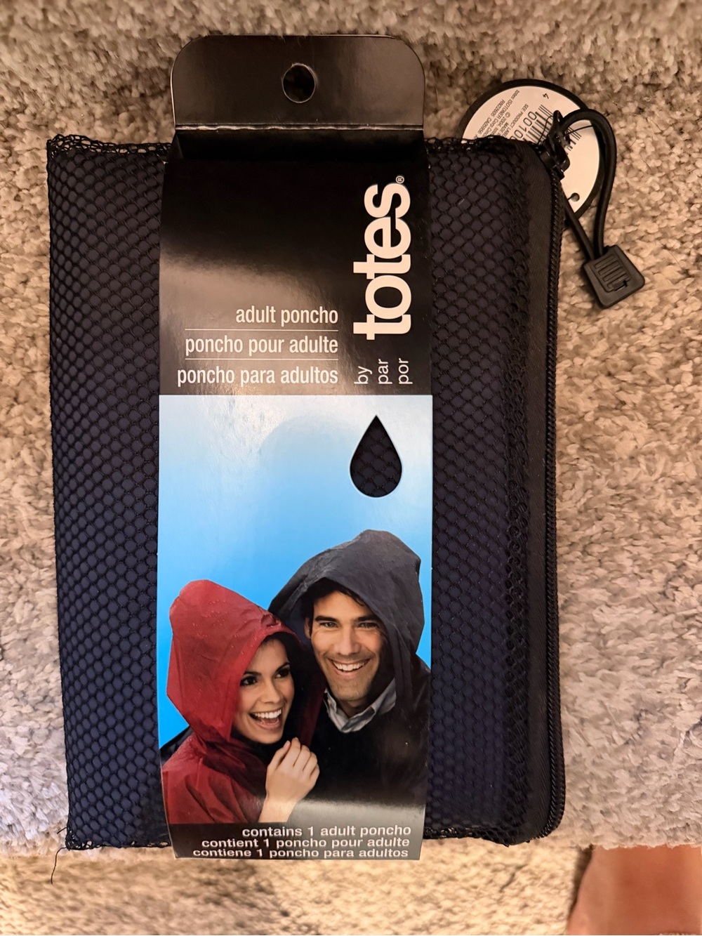 totes Navy Packable Adult Poncho with Zip Case